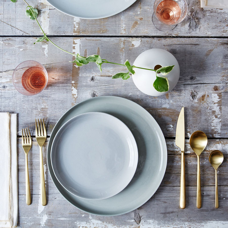 Linea Table Fork - 12 Pieces, Ice oro