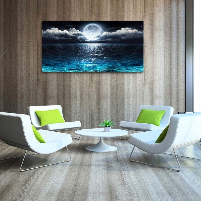 Océan et lune - impression sur toile tendue