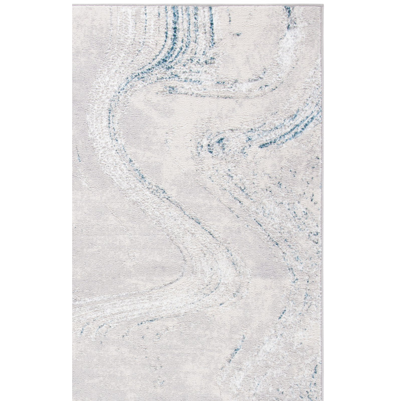 Ameya Abstract Gray/Blue Area Rug, Runner 2'2" x 9'