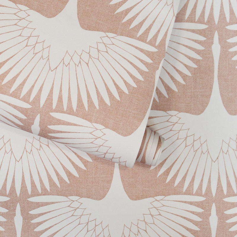  Feather Flock by Genevieve Gorder Peel and Stick Wallpaper Sahara Blush