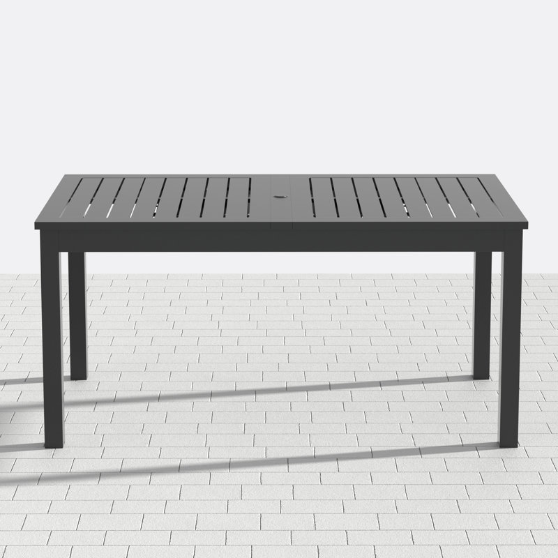 Calliana 91.7"L Extendable Aluminum Outdoor Dining Table