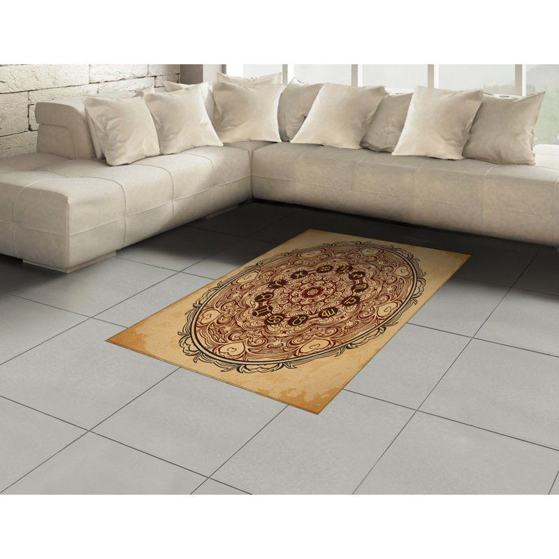 Tapis décoratif brun clair à haute densité en fibres de polyester, Rectangle— 4 pi x 5 pi 8 po