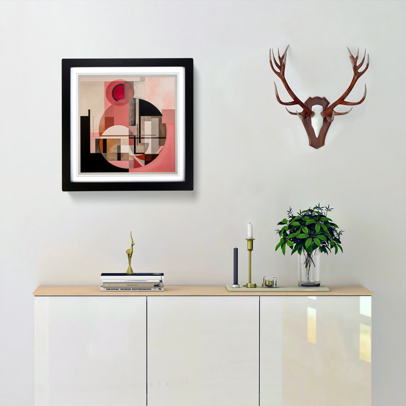 Rose Bauhaus No.2 - Single Picture Frame Print on Wood, Black