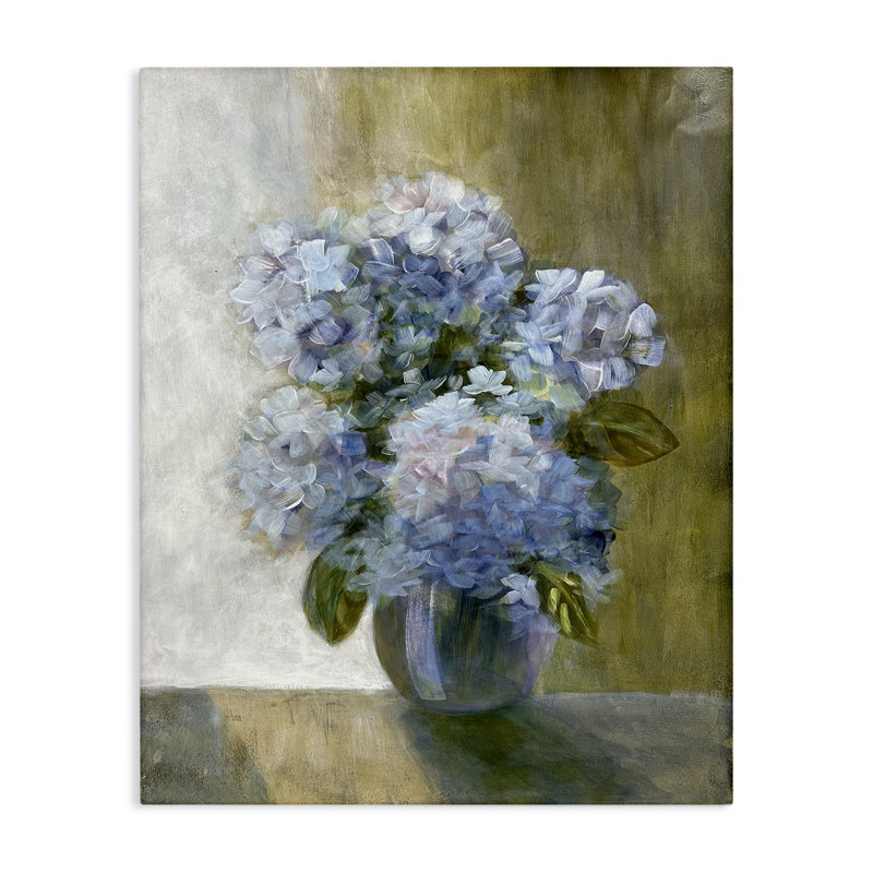 "Hortensias dans un vase", art mural par Doris Charest, H 20 po x l 16 po