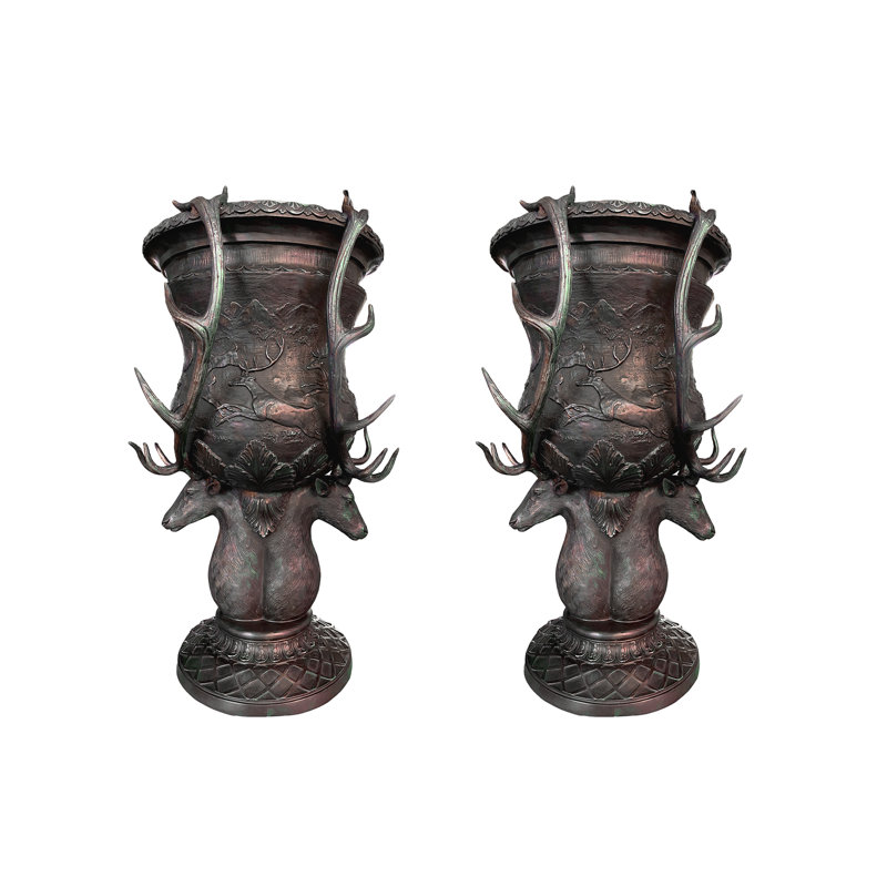 Bronze Medium Deer Antler Urn Set