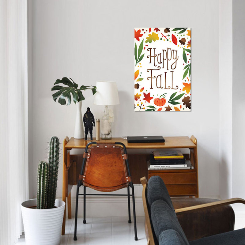 « harvest time series : happy automne », art textuel sur toile, H 18 po x l 12 po x P 1,5 po, Toile tendue, Pas de tapis