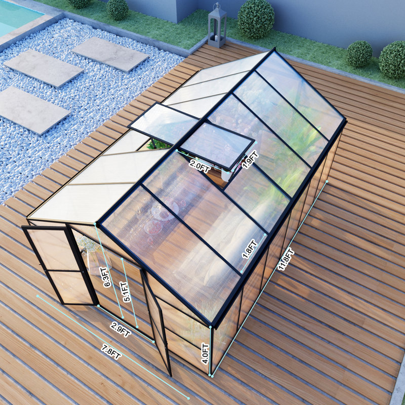 Serre en polycarbonate 8 pi x 12 pi pour l'extérieur, L 8 pi x P 11,9 pi