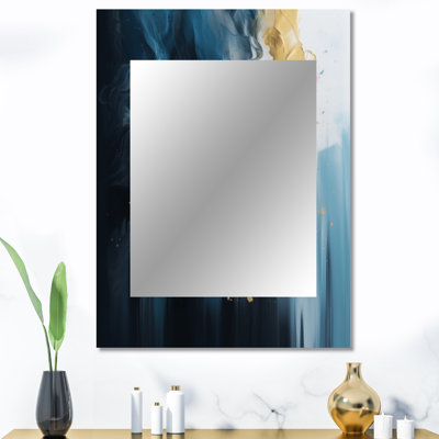 Pink And Blue Exploring The Unseen I - Geometric Decorative Wall Mirror, Pink Mirror, Printed Metal Art