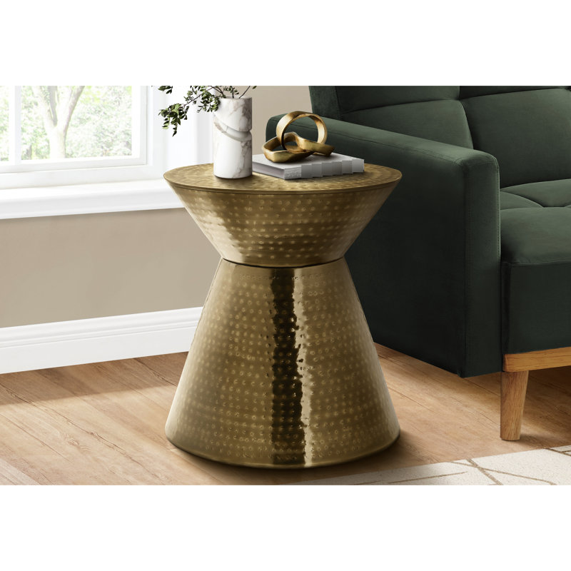 Table de bout Modern Modern - Tambour en métal doré de 22 po de hauteur pour le salon et la chambre à coucher