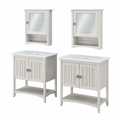 Double Bathroom Vanity with Ceramic Top with Mirror