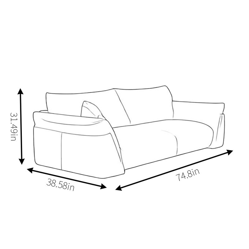 Canapé en cuir Modern Modern, H 31,43 po x l 74,8 po x P 38,58 po