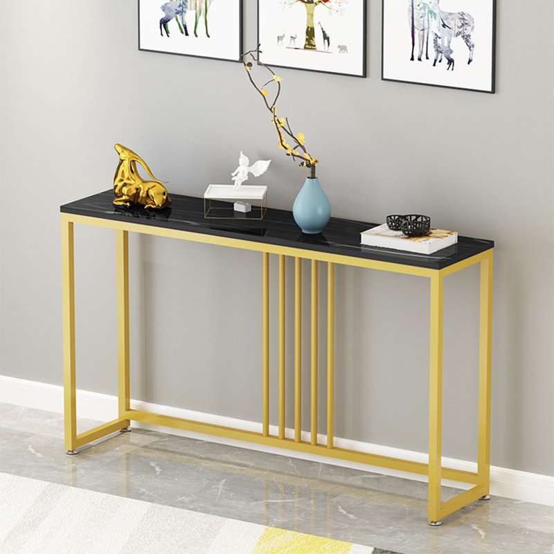 Console Table, Black, 31.5" H x 39.4" W x 11.8" D, Gold