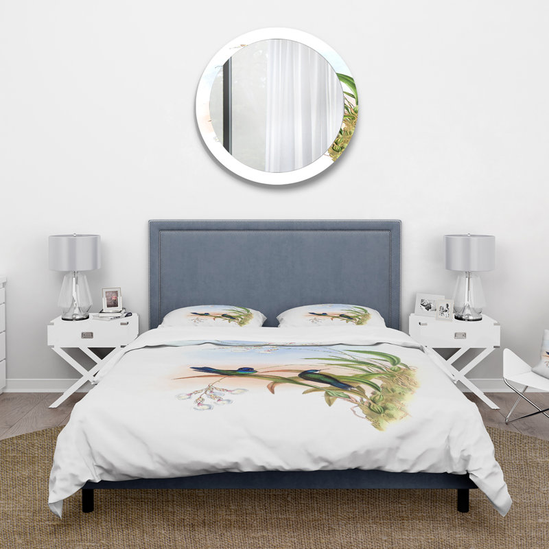 Vintage Hummingbird III - Ensemble de housse de couette traditionnel - Microfibre de polyester