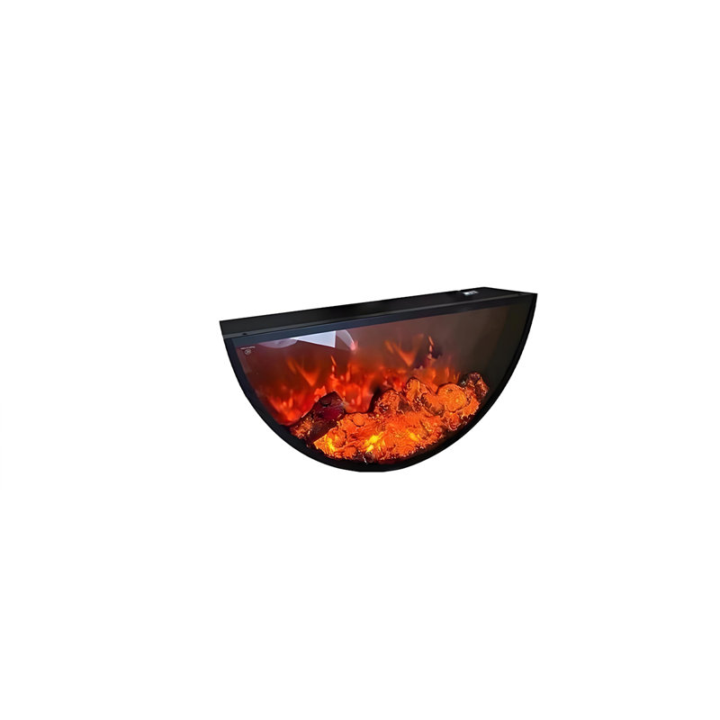 Foyer électrique décoratif encastré en forme de U 19,69 "noir encastré, H 9,84 po x l 19,69 po x P 5,91 po