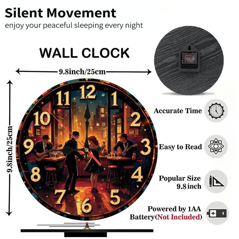 Décoration murale rétro horloge club de jazz