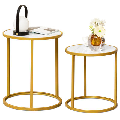 Yamur Marble Top Nesting Tables End Table