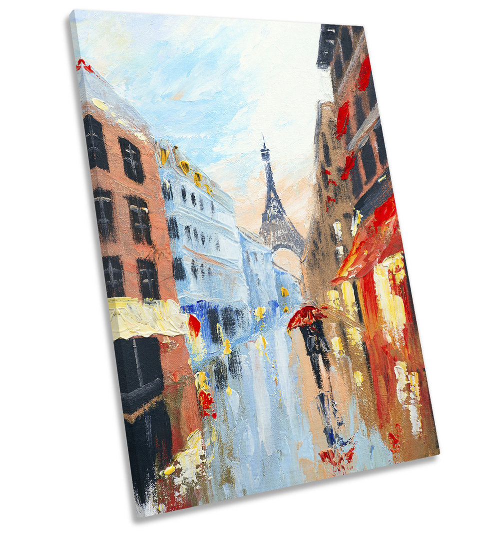 Umbrella Eiffel Tower Paris Picture CANVAS WALL ART Portrait Print
