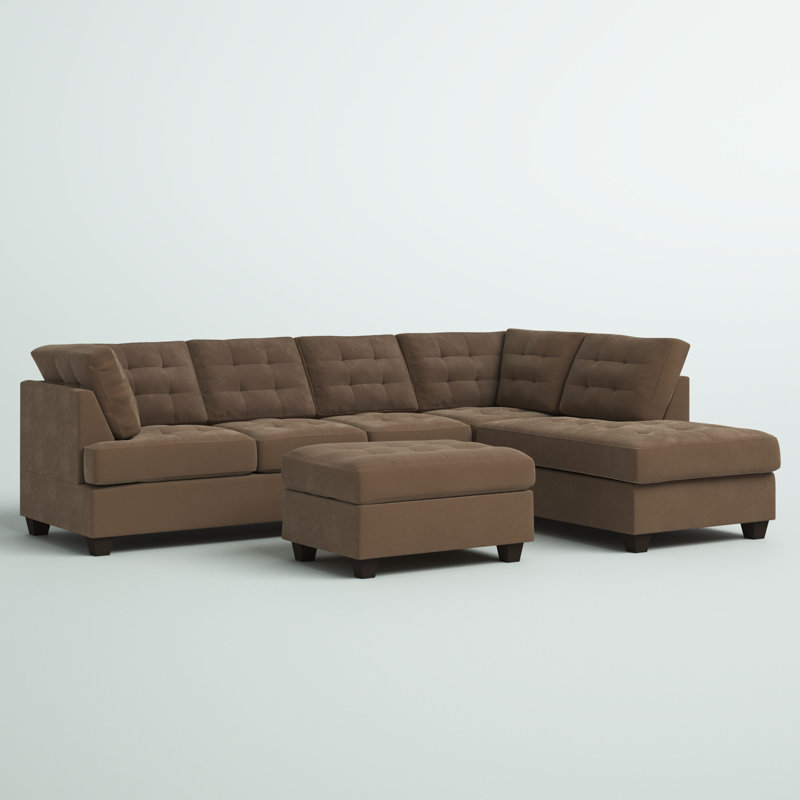 Giovanny Upholstered L-Shaped Sectional Reversible, Caramel Truffle