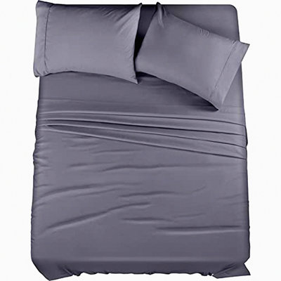LuxurySoft Queen Bed Sheet Set - 4 Piece Brushed Microfiber - Wrinkle-Free & Colorfast - Easy Care - Queen Size - Grey