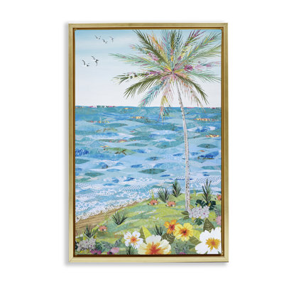 «Collage Tropical Landscape», toile flottante encadrée par Jennifer Peck