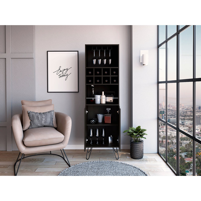 Armoire de bar 8 tablettes 8 bouteilles Wengue