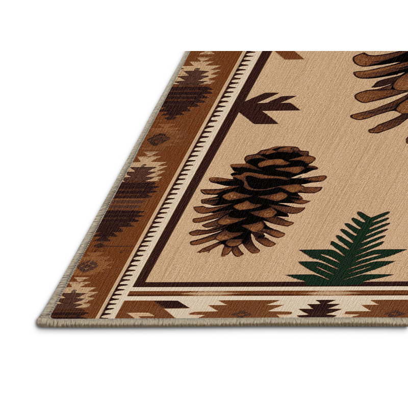  Washable Pinecone Southwestern Area Rug, Carré 3 pi