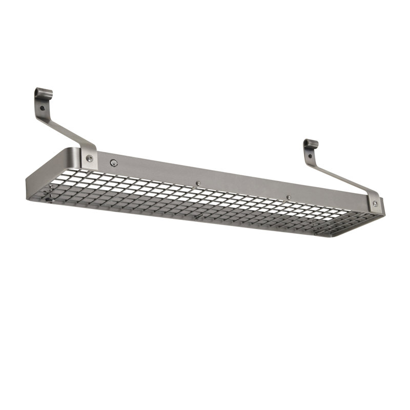 Gourmet USA Handcrafted Wall Mounted Pot Rack, Stainless Steel, 17" H x 36" W x 13" D