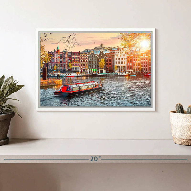 Amstel Canal Cruise, Floating Frame White, 13" X 9"