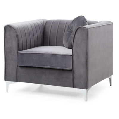 Contemporary Gray Sloped Arm Chair