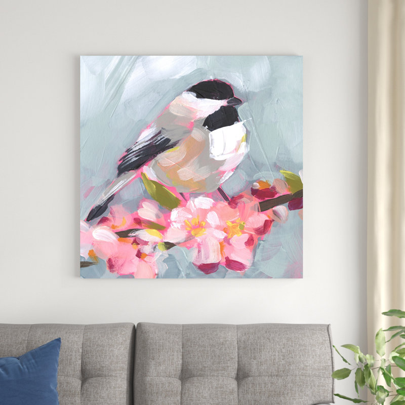 Coup de pinceau oiseau II, H 36 po x l 36 po