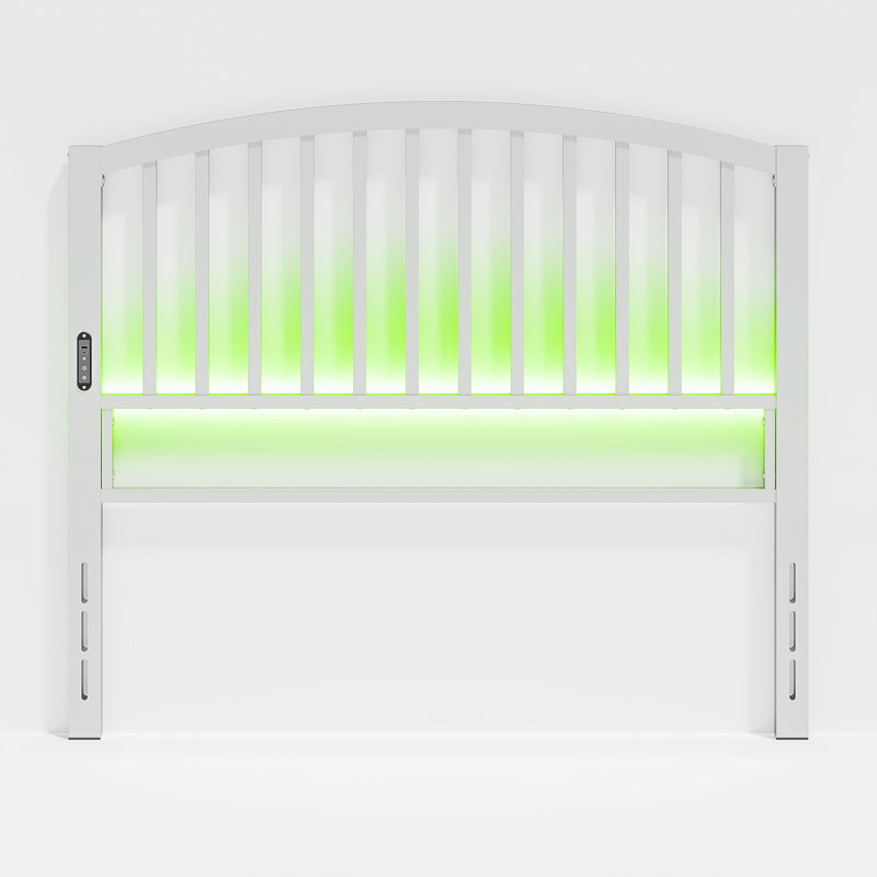 Farmhouse Arched Slat Metal Headboard, Full, White