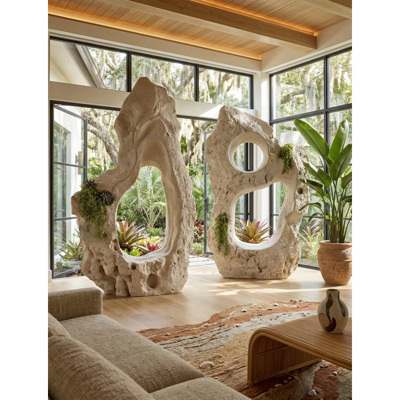 Colossal white stone sculpture, one hole, Roman stone