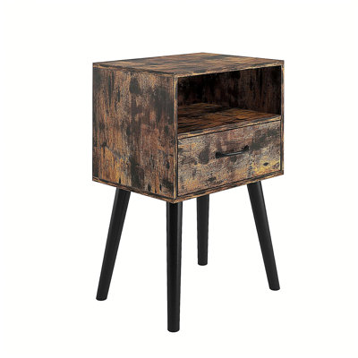 Nightstand,Modern Bedside Table with Storage Drawer and Open Wood Shelf, for Living Room, Bedroom and Small Spaces, Accent Night Stand, Easy Assembly