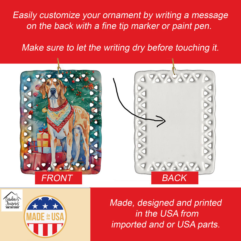 Ornement en porcelaine de Noël American English Coonhound, American English Coonhound 3330