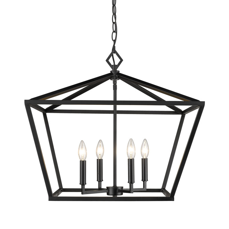 Lustre géométrique à 4 lumières Poisson, Noir mat, H 21 po x l 23 po x P 23 po