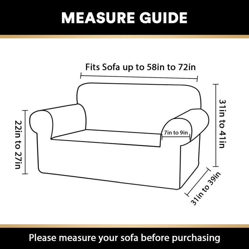 Sofa Slipcover, Beige Polyester Blend, 2" H x 12" W x 15" D