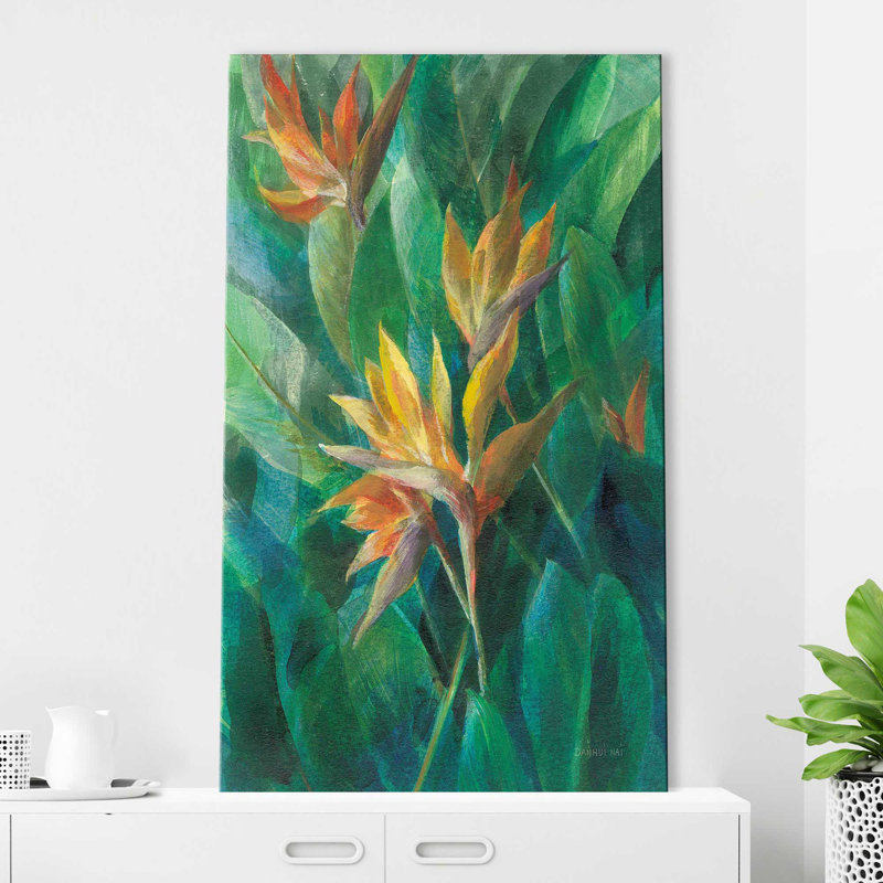 Oiseau du paradis II - Peinture, Toile tendue, H 60 po x l 36 po x P 1,5 po