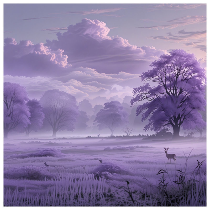 Misty Purple Forest Bedding Forest Bedspread Landscape, Full / Double