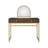 Coleen Walnut & Gold Finish Vanity Desk With Mirror And Jewelry Tray, Perfect For Stylish And Organized Makeup Routines.