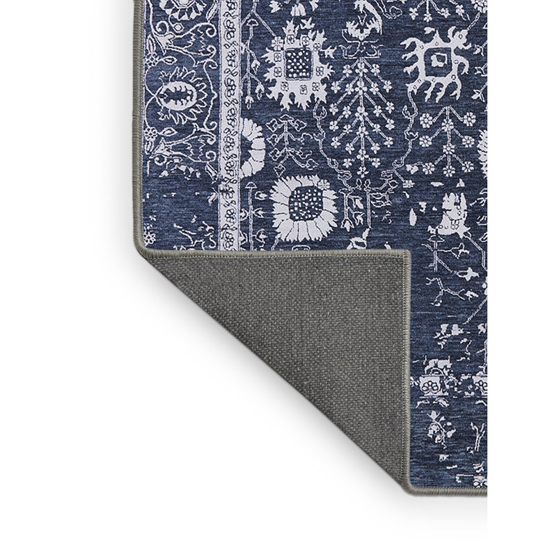 Tapis bleu marine / blanc Sharen, Rectangle 7 pi x 9 pi