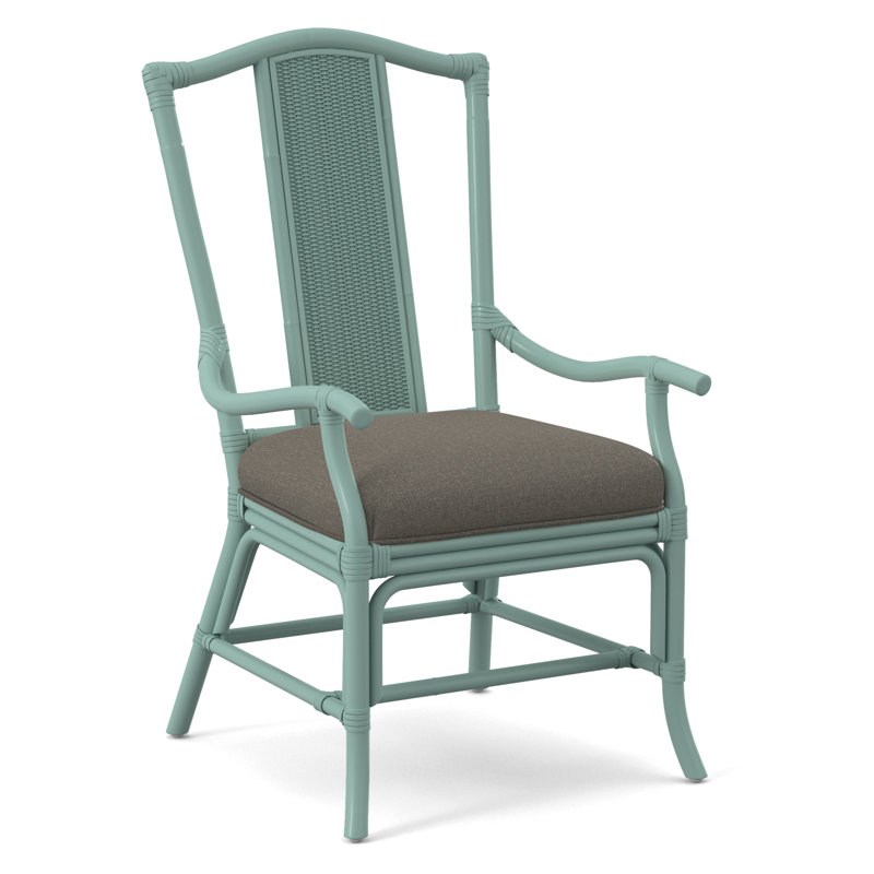 Drury Lane Slat Back Dining Arm Chair, Frost White, Gray Sugar Performance; 0863-84