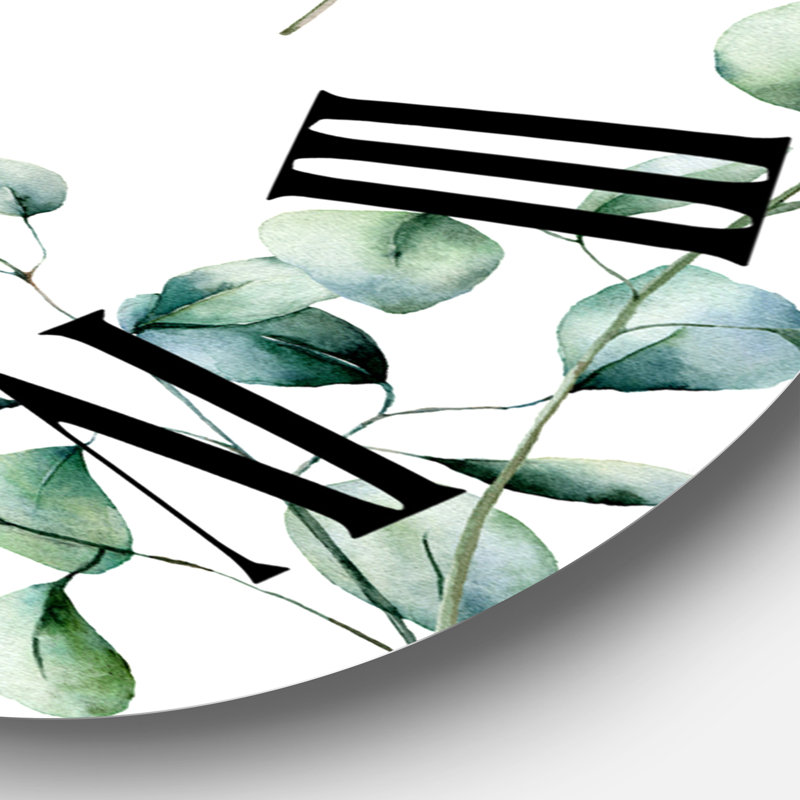 Green Eucalyptus Branches IV - Horloge murale traditionnelle, Moyenne