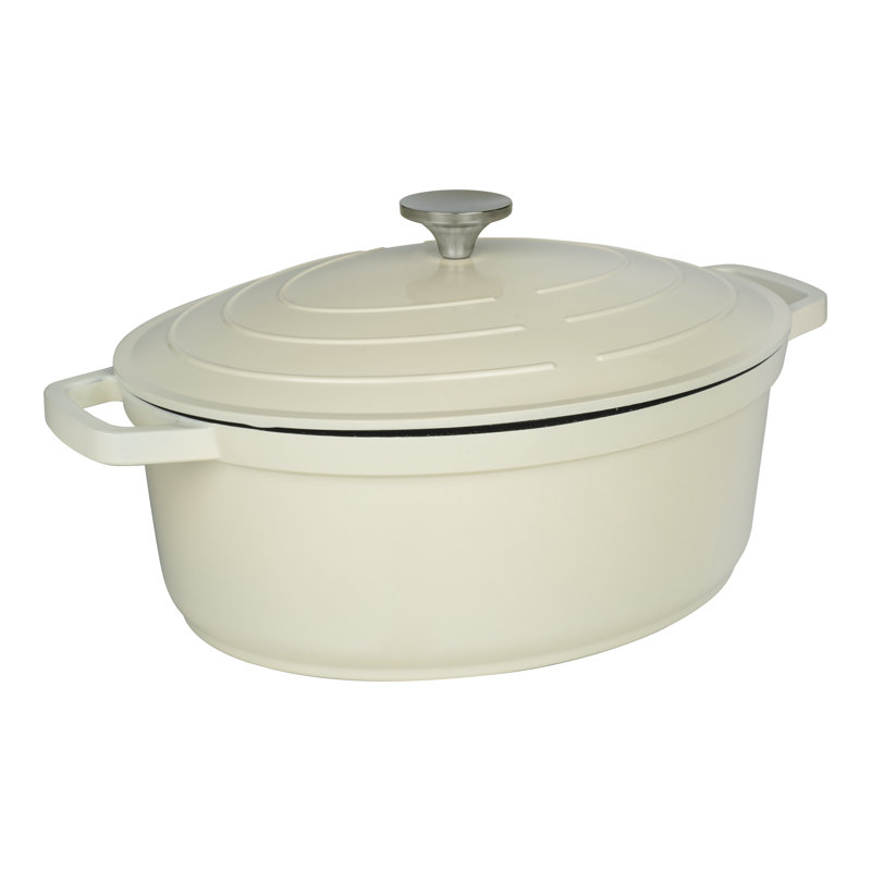 Grunwerg Commichef 5.8L Non-Stick Cast Aluminum Oval Dutch Oven, Cream