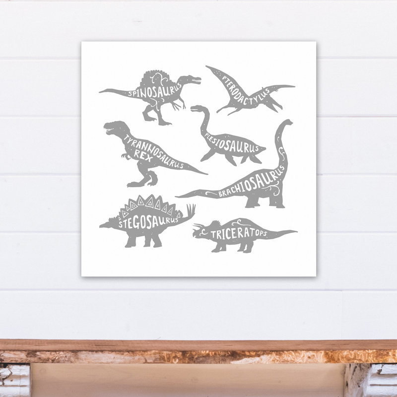 Art sur toile dino names Amapola, H 24 po x l 24 po x P 1,25 po, Blanc / Gris