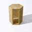Table d'appoint luxueuse en marbre naturel espagnol de luxe, table de bout hexagonale de 16 cm de long avec finition polie, socle de pierre géométrique moderne et table de chevet pour le salon (jaune / or, 40 cm x 32 cm)