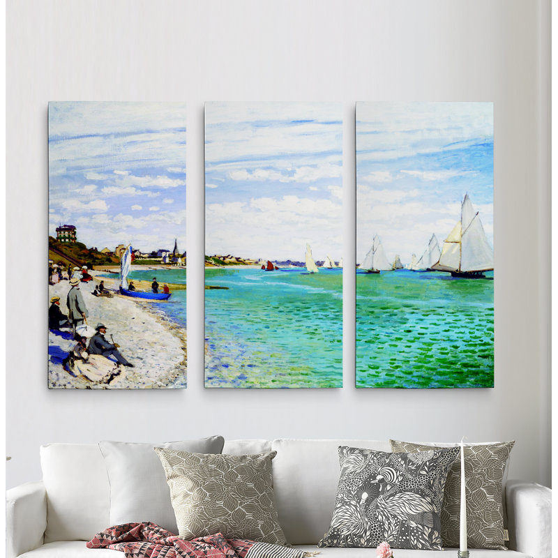 A Premium "Regatta at Sainte-Adresse" par Claude Monet, reproduction d'art sur toile, H 32 po x l 48 po x P 1,5 po