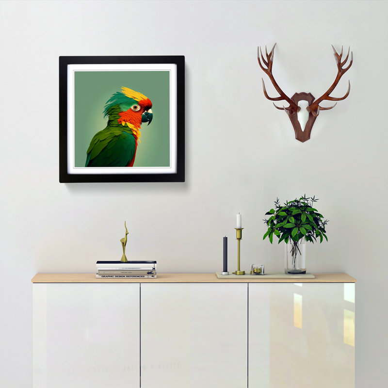 Parrot Minimalism - Framed Print, Black