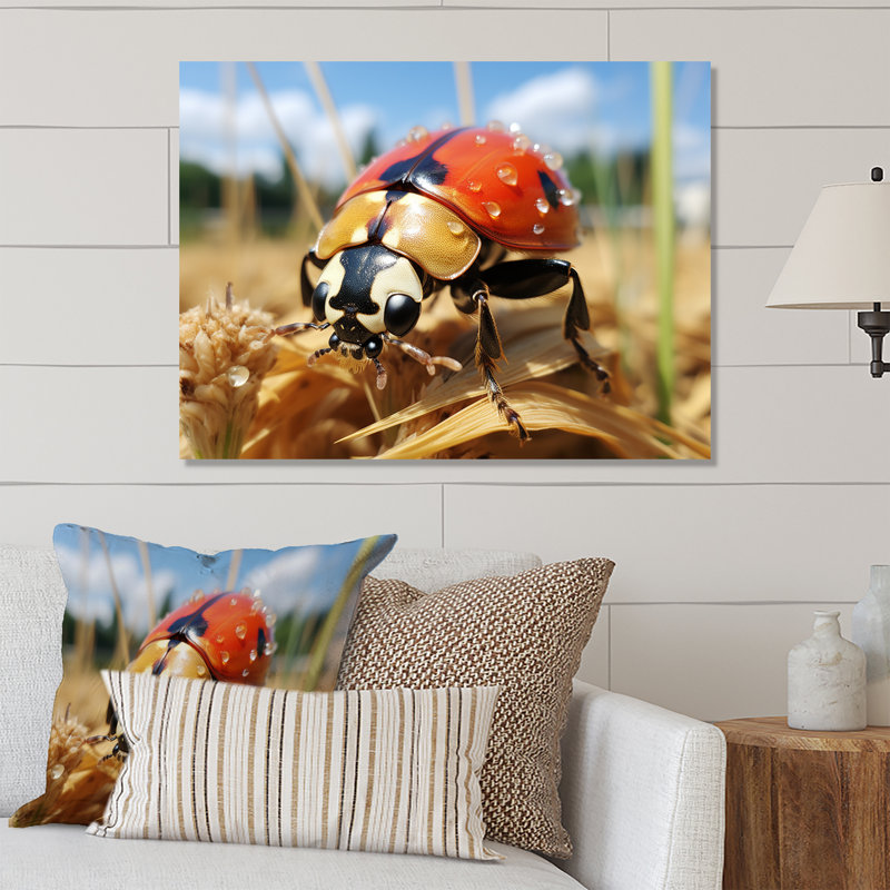 Curious Ladybug Meadows - Ladybugmetal Wall Art, 30" H x 40" W x 1.5" D
