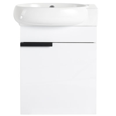 Petit meuble-lavabo, 16 po avec lavabo, porte à fermeture en douceur, lavabo mural en céramique Elegance, pouces, fonction, pour salle de bain