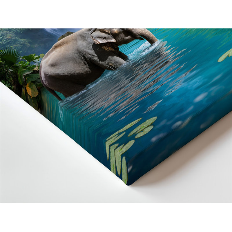 Toile, scène sereine mettant en vedette un éléphant majestueux debout dans un art mural, H 12 po x l 9 po